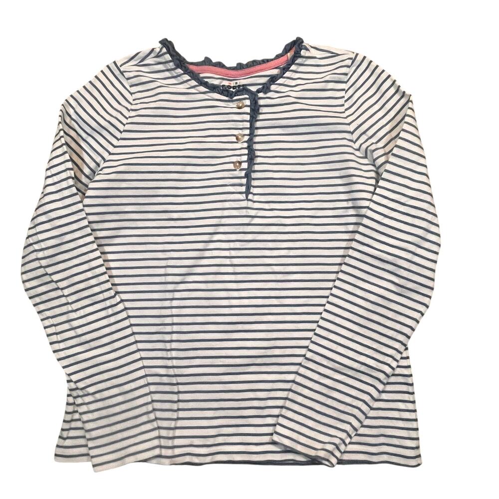 Mini Boden Striped Henley‎ Long Sleeve Top Girls 11-12 Yrs Coastal Preppy